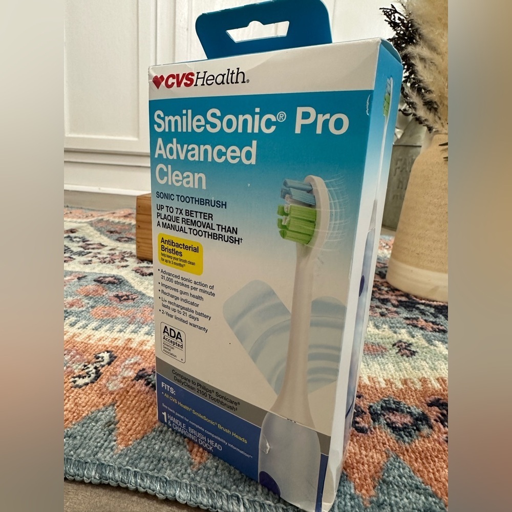 New CVS Health Smile Sonic Pro Advanced Electric Toothbrush Clean Sonic - Picture 9 of 14